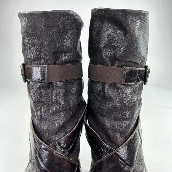 Stuart weitzman holdon Brown shark nappa Booties US 7 M High Heels Buckles Boots - Picture 7 of 12